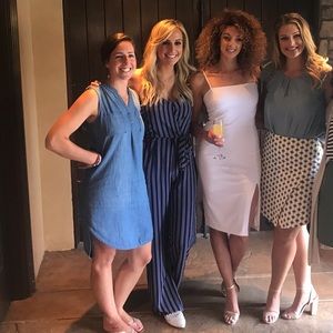 Michael Kors navy and white striped jumpsuit